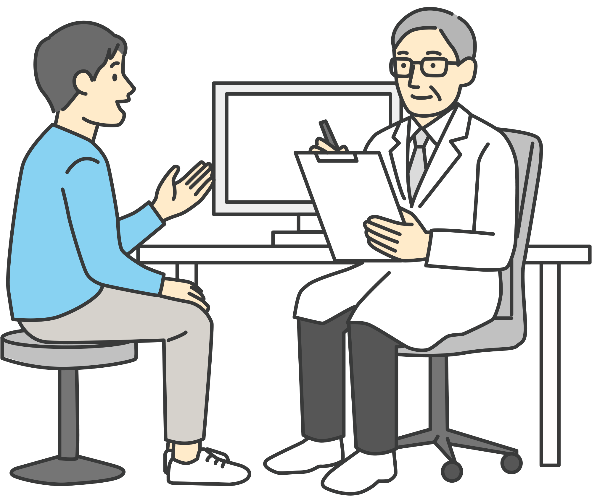 医師の診察を受けているイラスト