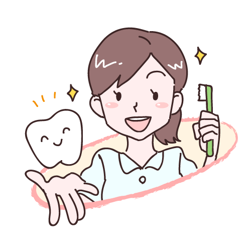 歯科衛生士と歯のイラスト