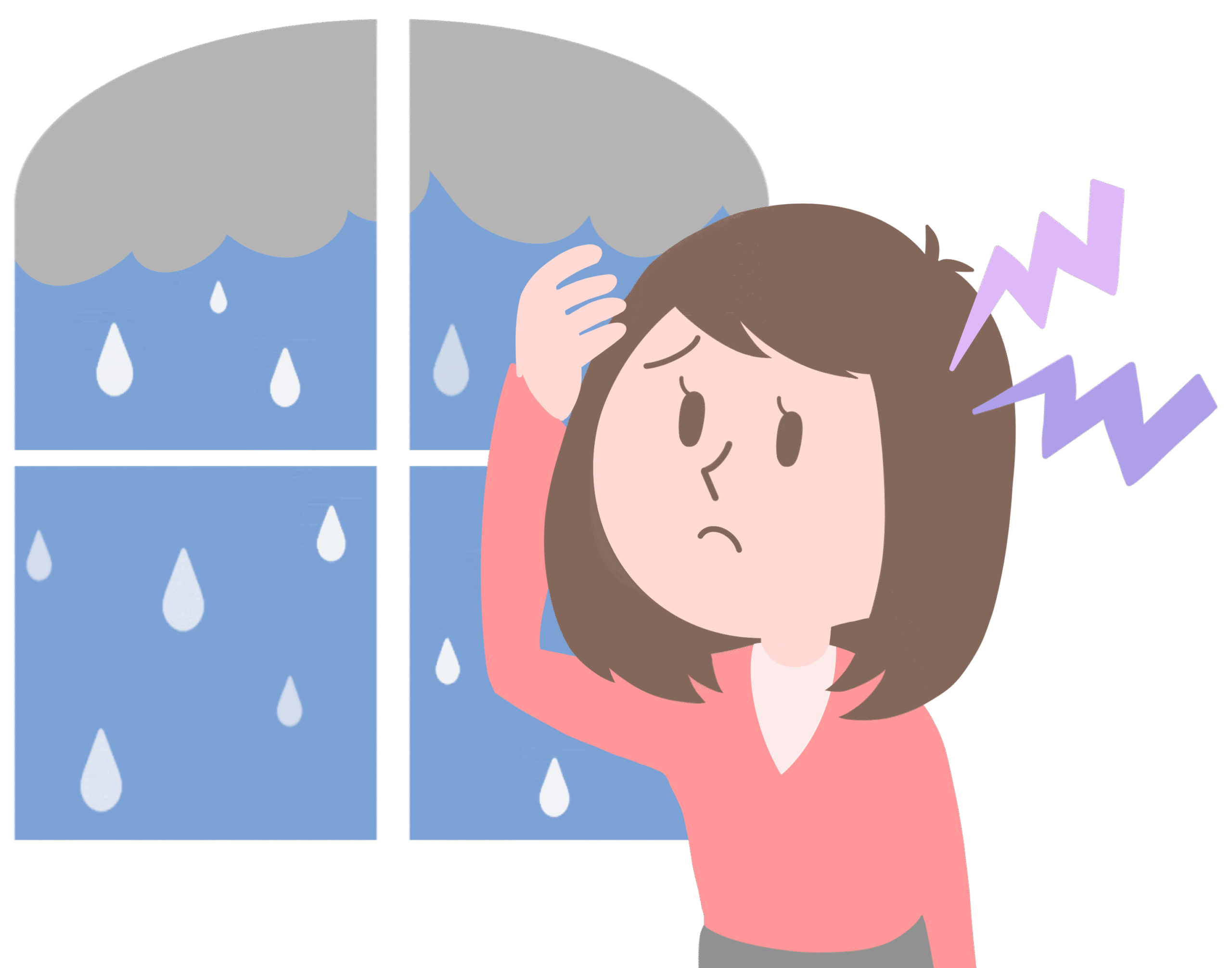 気圧の影響で頭痛がするイラスト