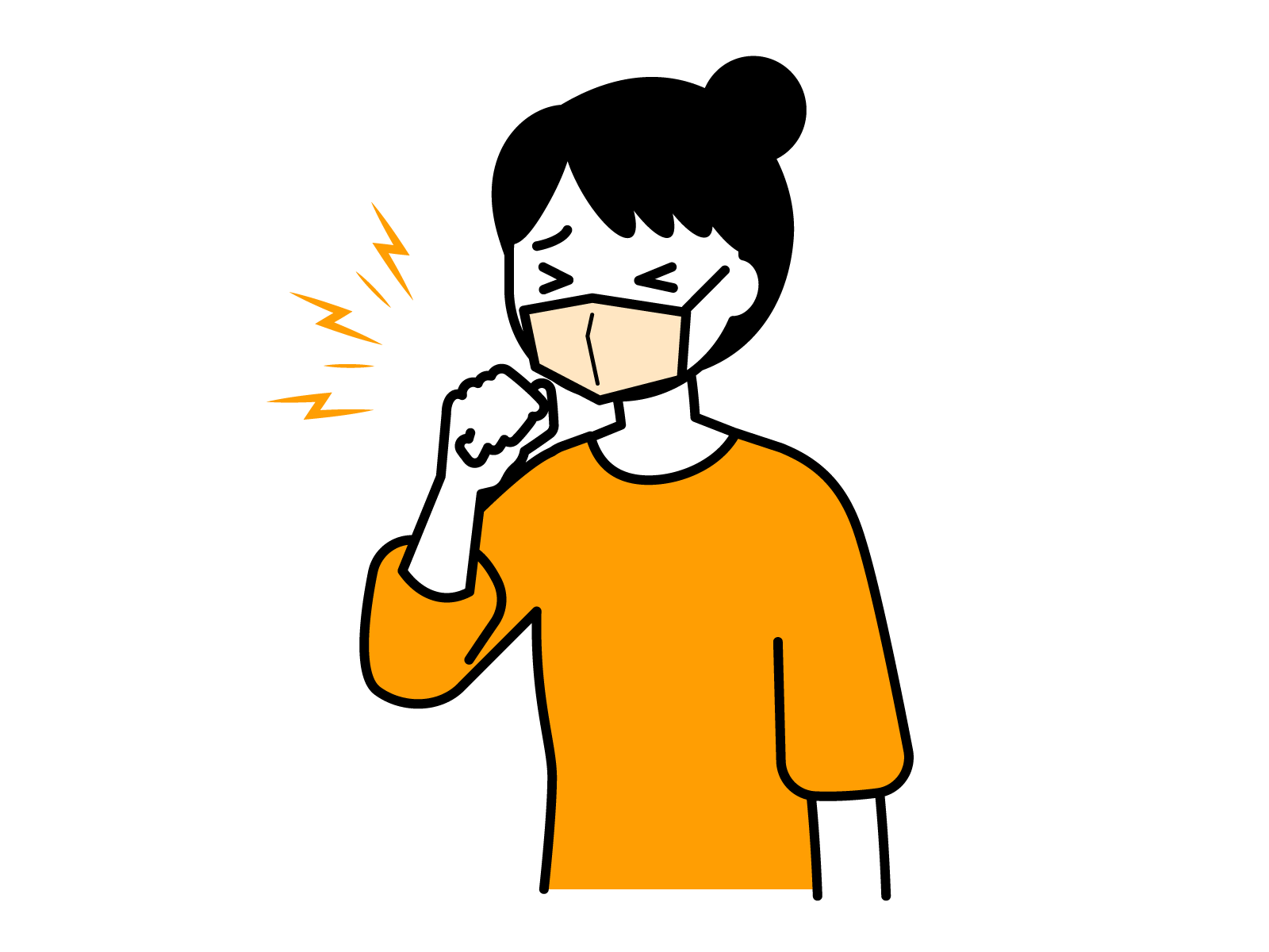 咳をしている女性のイラスト