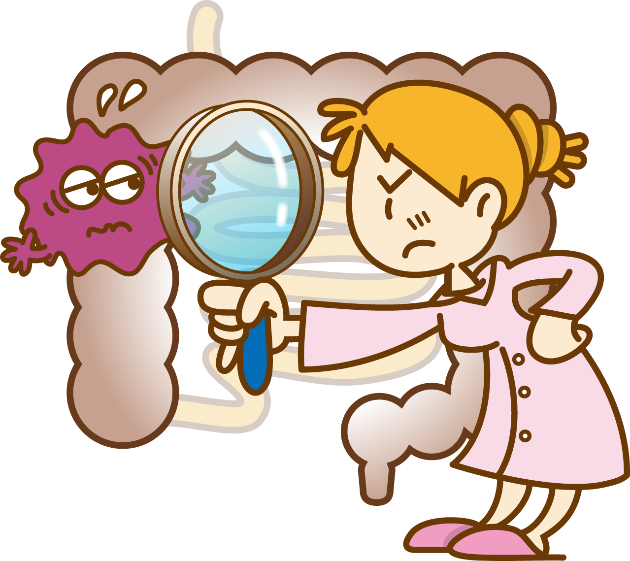 大腸がんを発見するイラスト